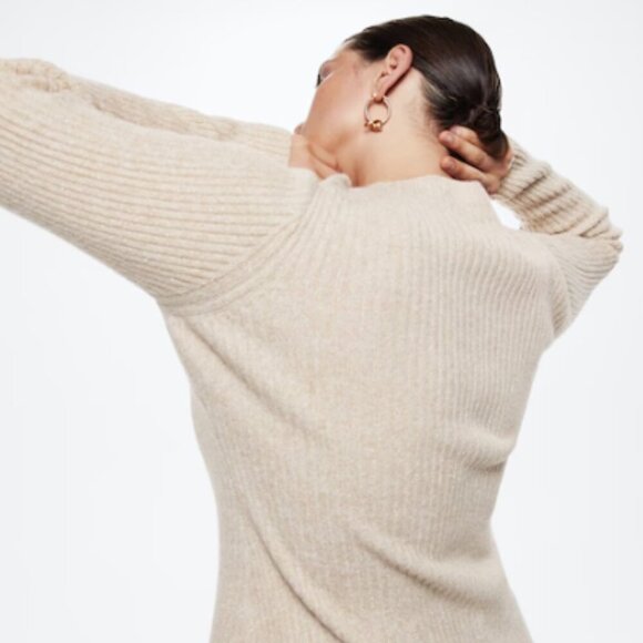 Mango MNG Shiny Ribbed Light Pastel Grey Cardigan Sweater NWT Plus 2XL - Picture 8 of 9